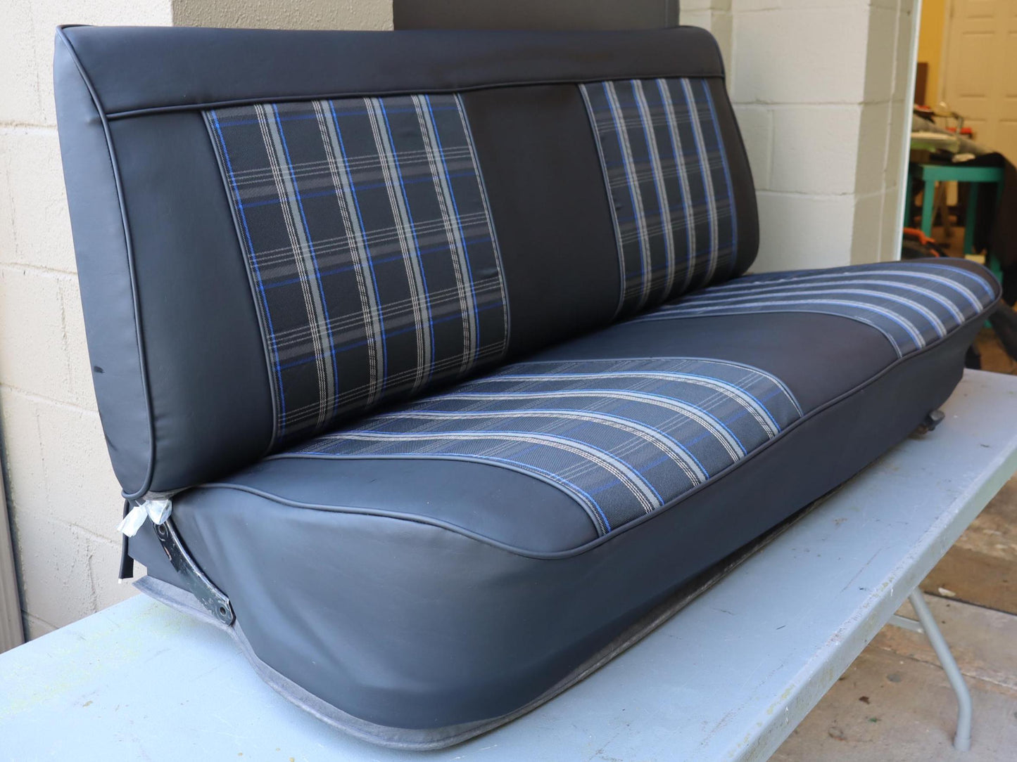 Black and Blue Plaid C10 Seat Cover