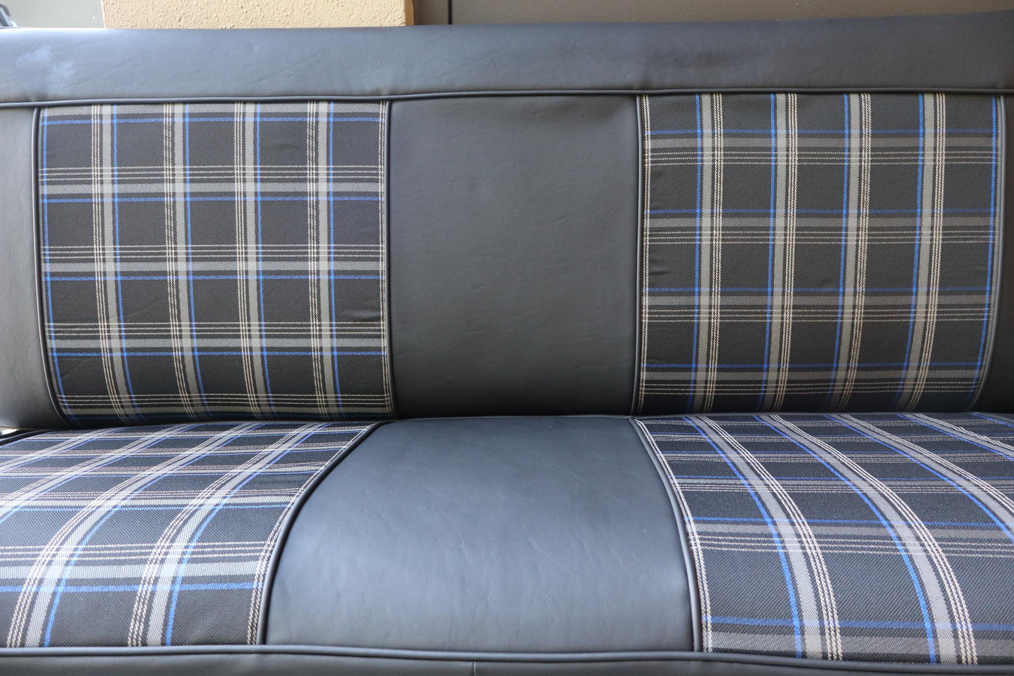 Black and Blue Plaid C10 Seat Cover