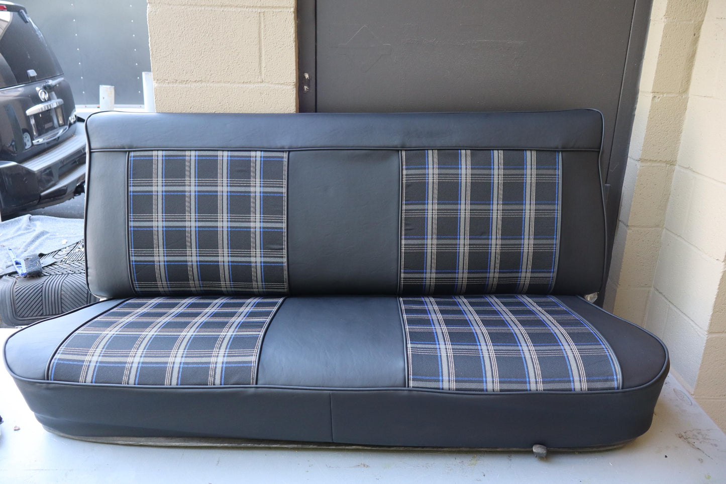 Black and Blue Plaid C10 Seat Cover