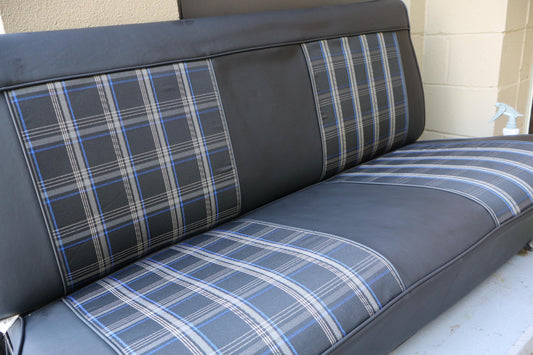 Black and Blue Plaid C10 Seat Cover